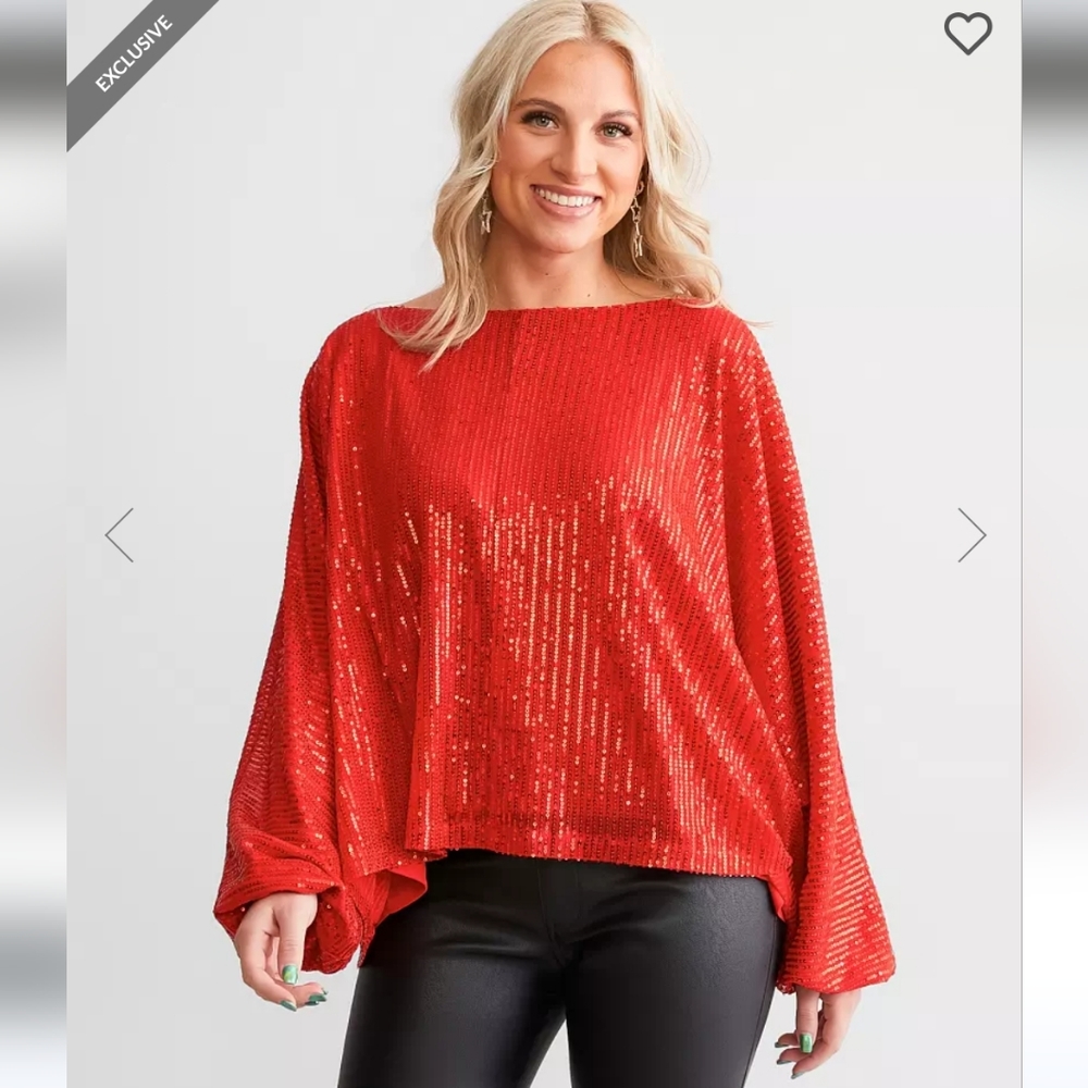 NWT! Buckle Daytrip red sequin dolman top/blouse! Size M and L available!